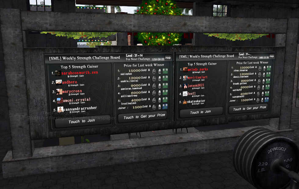 Weekly Strength Challenge Board. Left for level 35-54. Right one for level 55 & above.