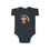 Thumbnail: image of "Cheeky Monkey" infant jersey bodysuit from the front in black