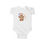 Thumbnail: image of "Cheeky Monkey" infant jersey bodysuit from the front in white