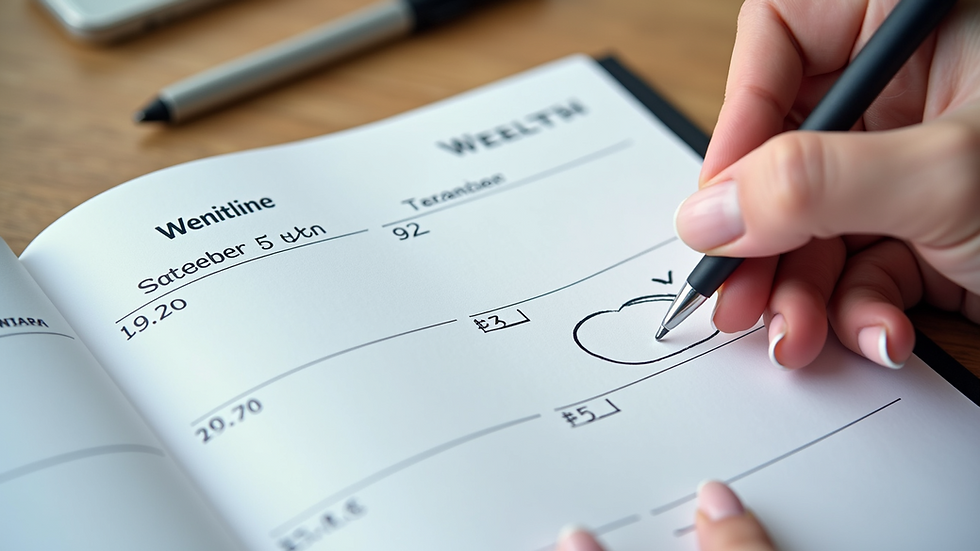 Close-up of a weekly planner with health and exercise notes
