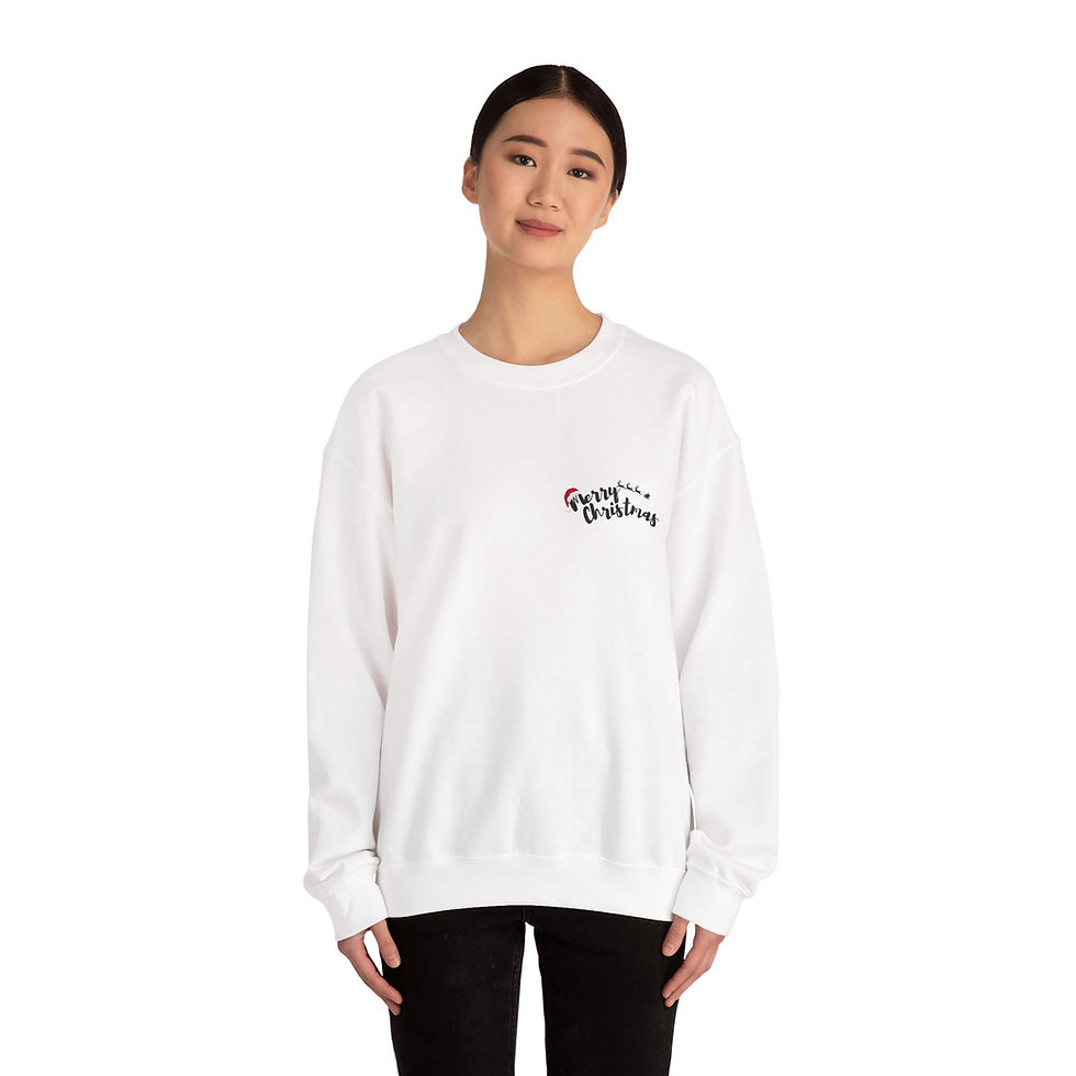 Image of Let It Snow themed jumper from front in white