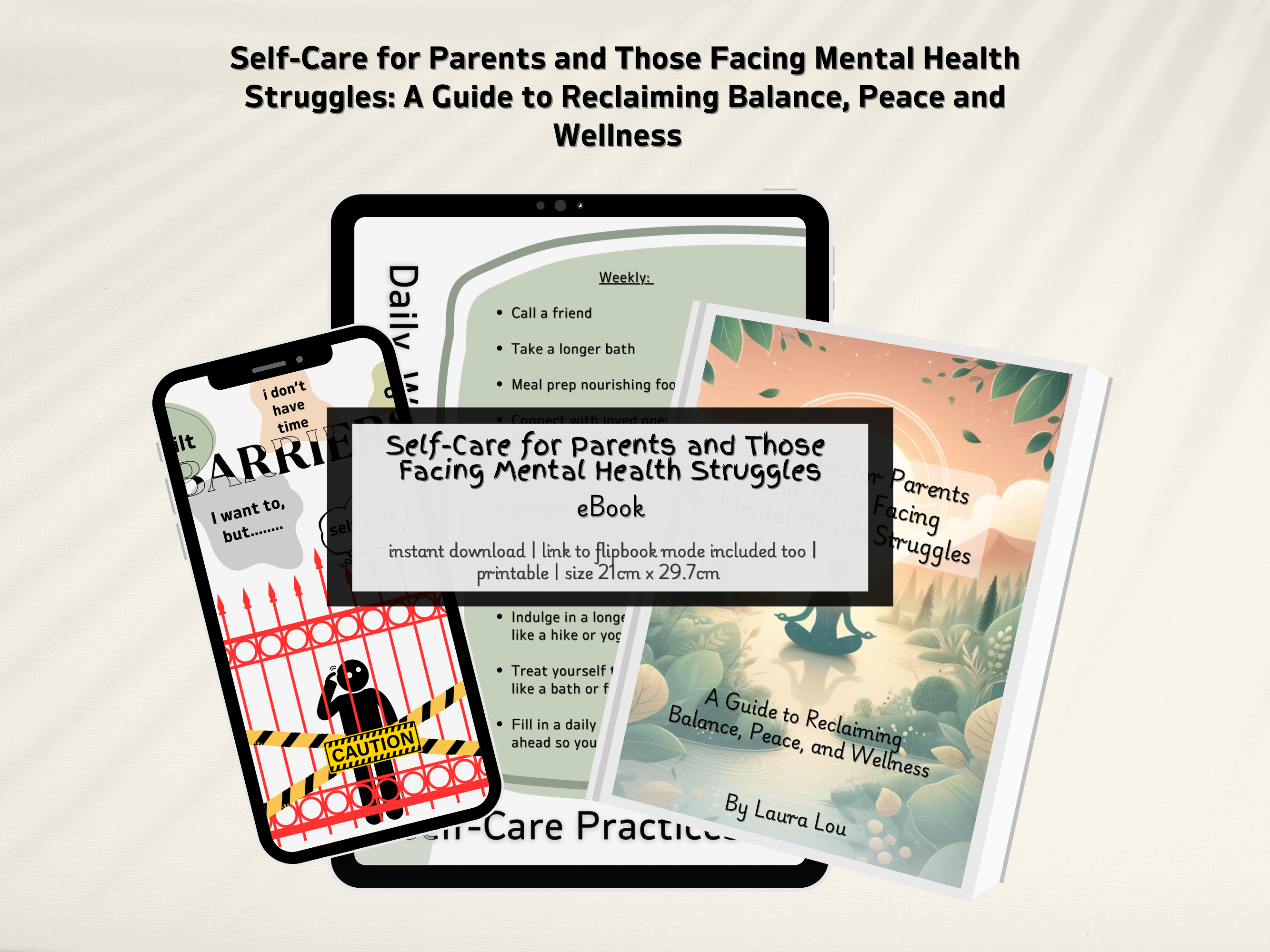 image showing Self-Care eBook being used on different devices