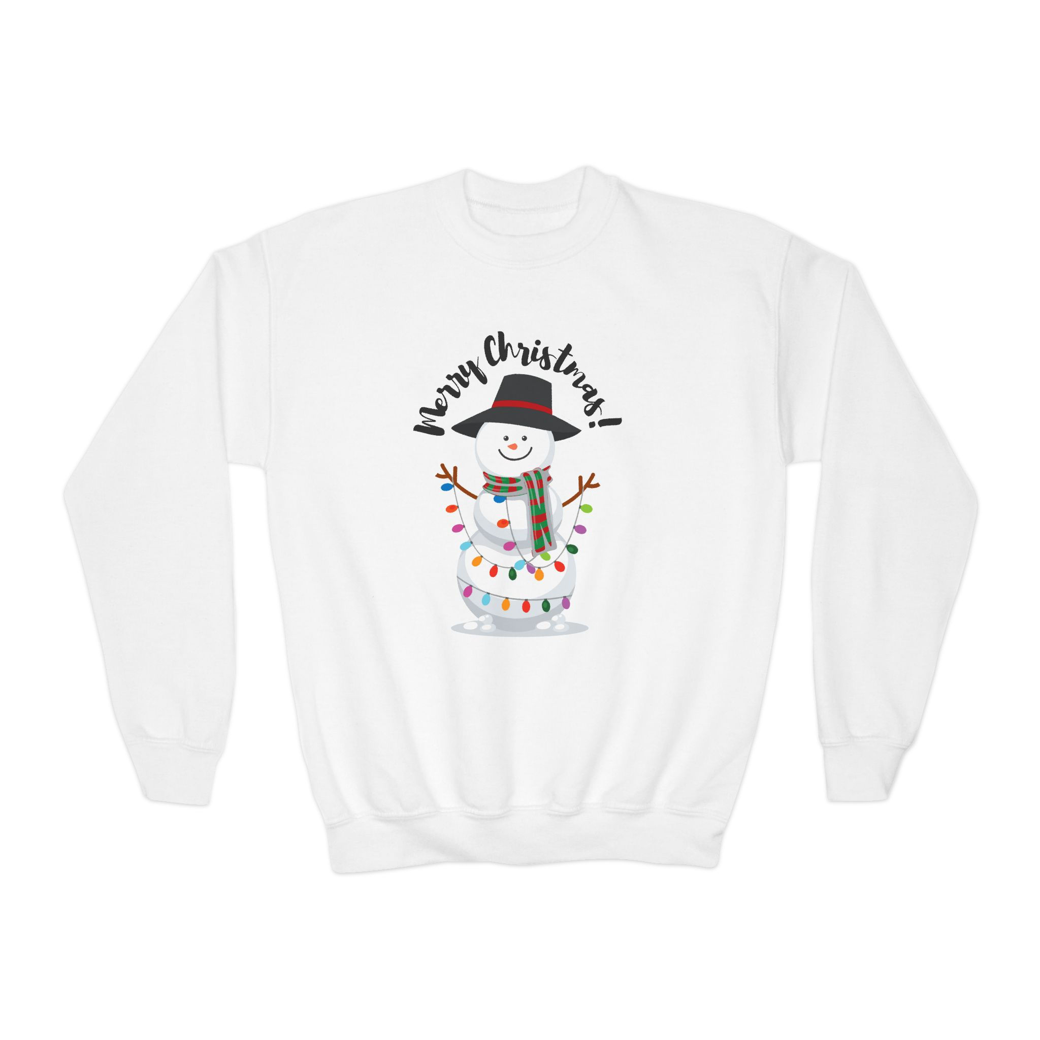image of Youth Christmas Snowman Sweatshirt front view in white