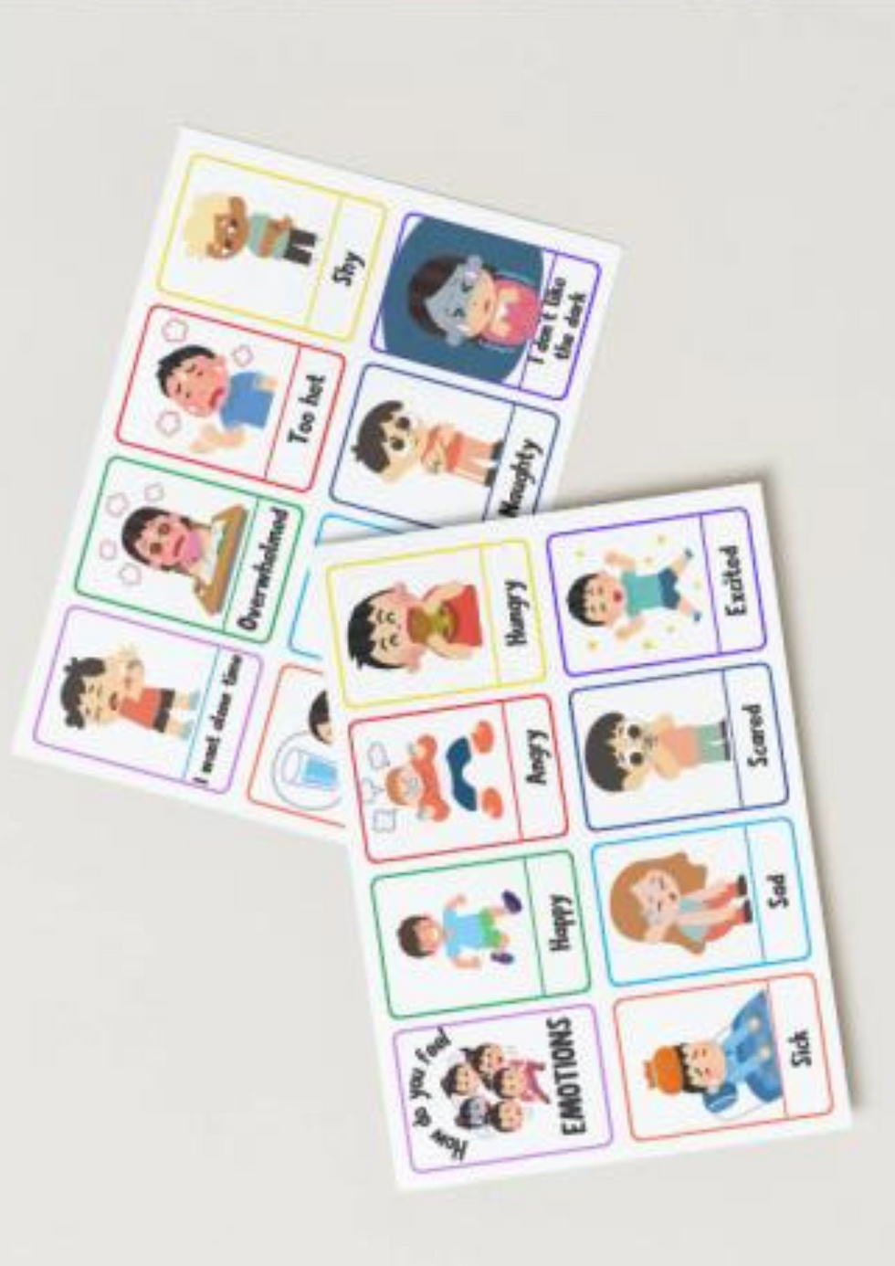Thumbnail: pages 1 and 2 of emotions flip cards