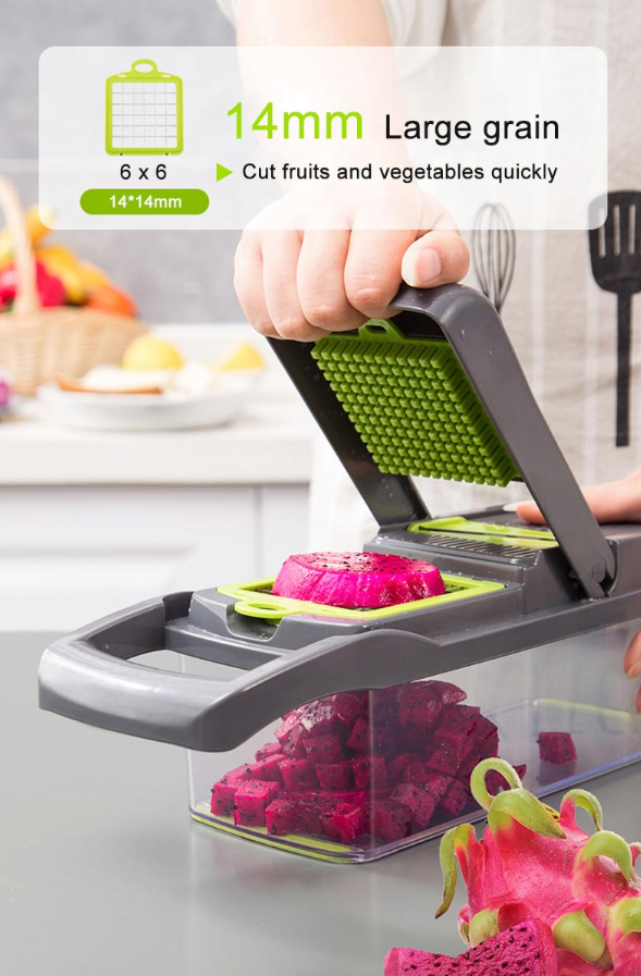 Vegetable chopper dicing dragon fruit with 14mm large grain blade