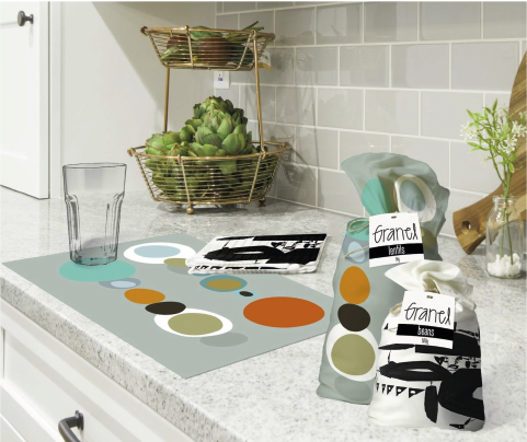 Diseño de empaque de granos que se convierte en mantel o servilleta