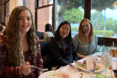 Elisabeth, Elinor and Leslie enjoying group dinner at Fogo De Chao.
