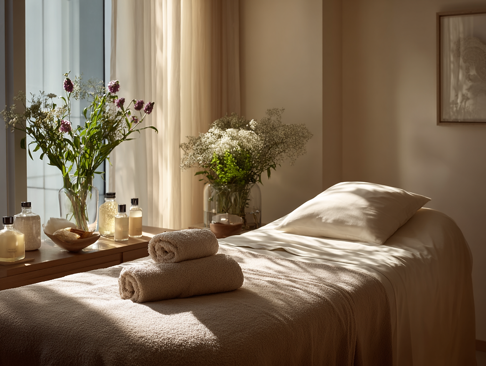 high angle view of a calm therapy room with soft lighting