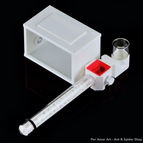 Top side view of full mini ant farm composed of a culture tube formicarium and mini glass outworld