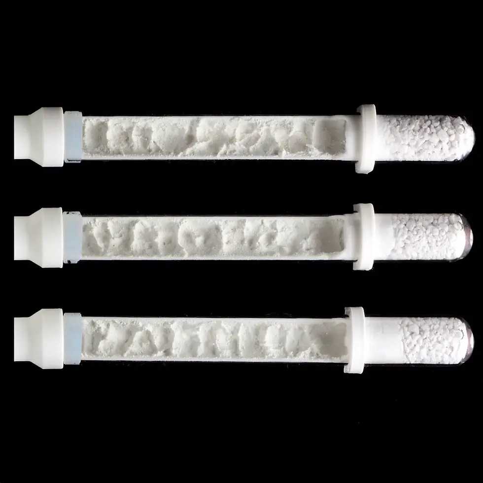 Three refillable test tube formicaria with perlite-filled reservoirs