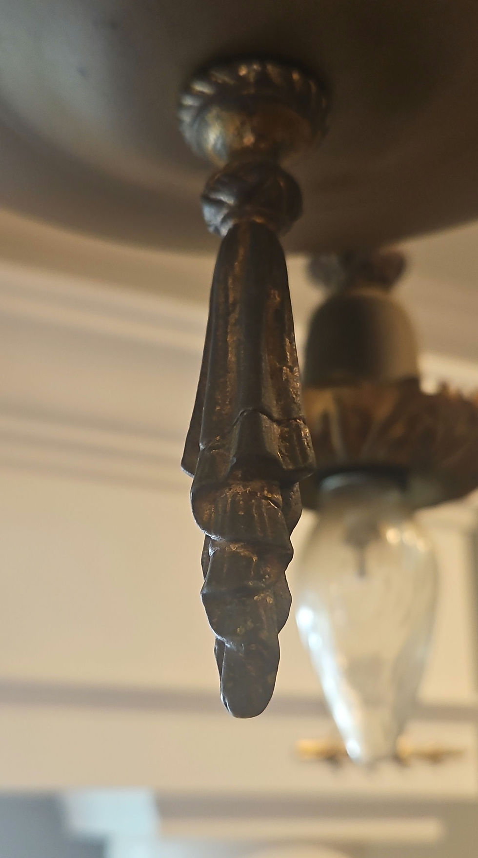 Thumbnail: Vintage 1920's Bronze 5-Light Pan Chandelier