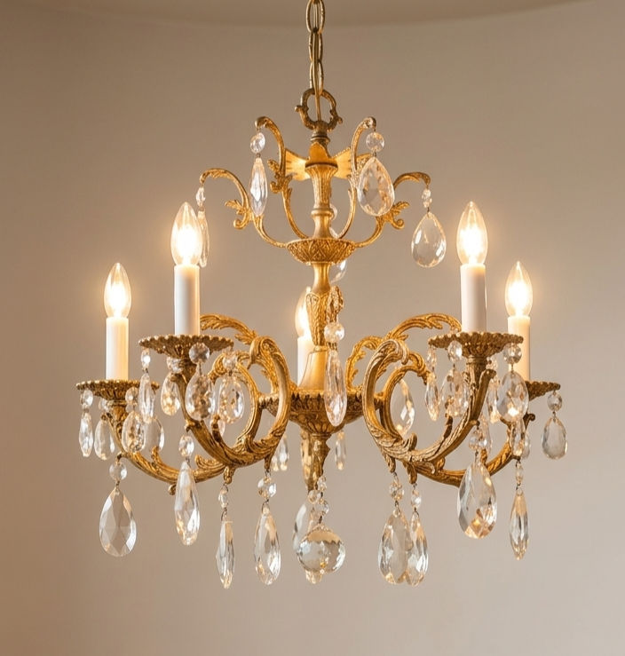 Vintage Spanish Brass Chandelier