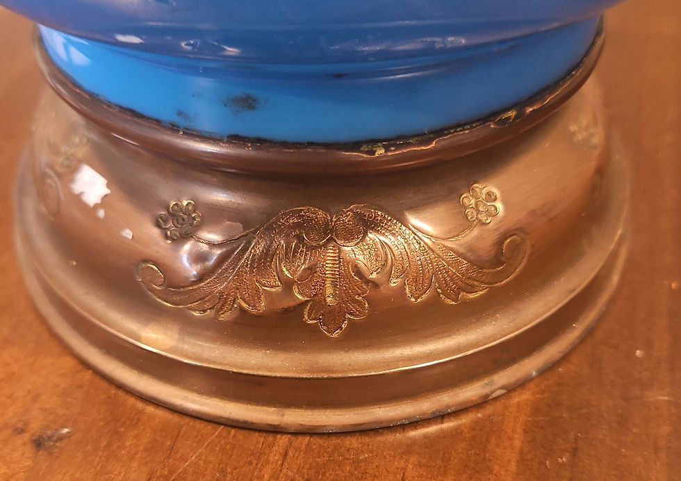 Thumbnail: Antique Blue Opaline Glass Table Lamps