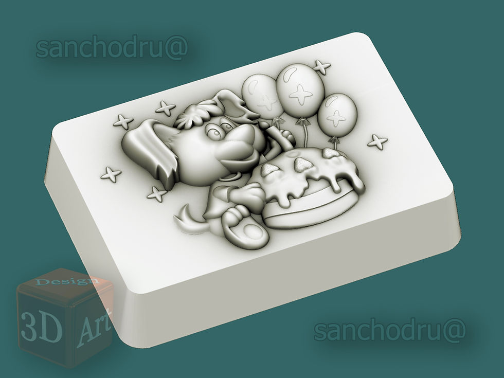 Миниатюра: 3D STL mold for soap "Happy Birthday"