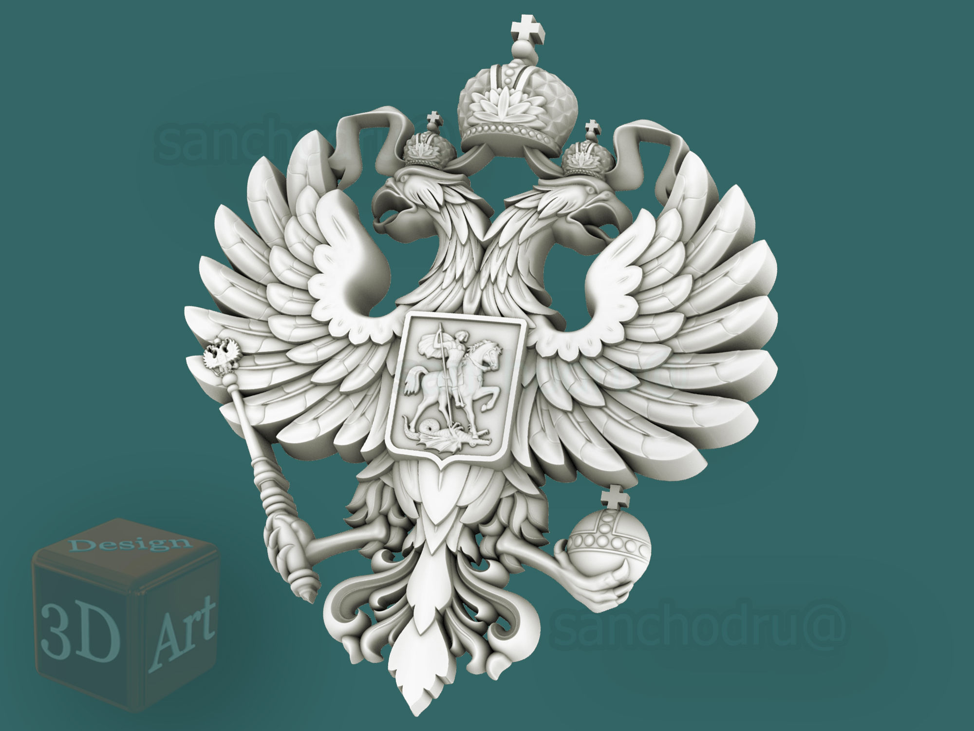 3D-STL model "Двуглавый орел" герб России