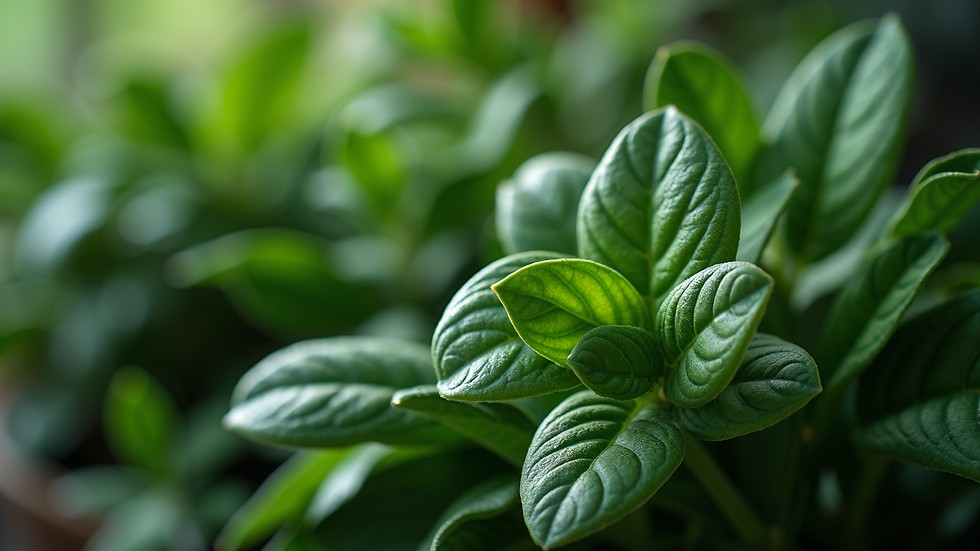 High angle view of a green plant arrangement