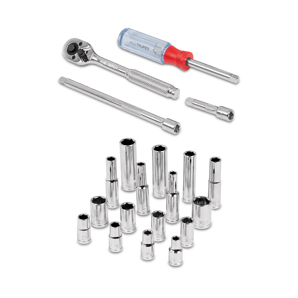 Miniatura: Juego de 20 herramientas cuadro 1/4" mm para mecánico TRUPER JD-1/4X21M