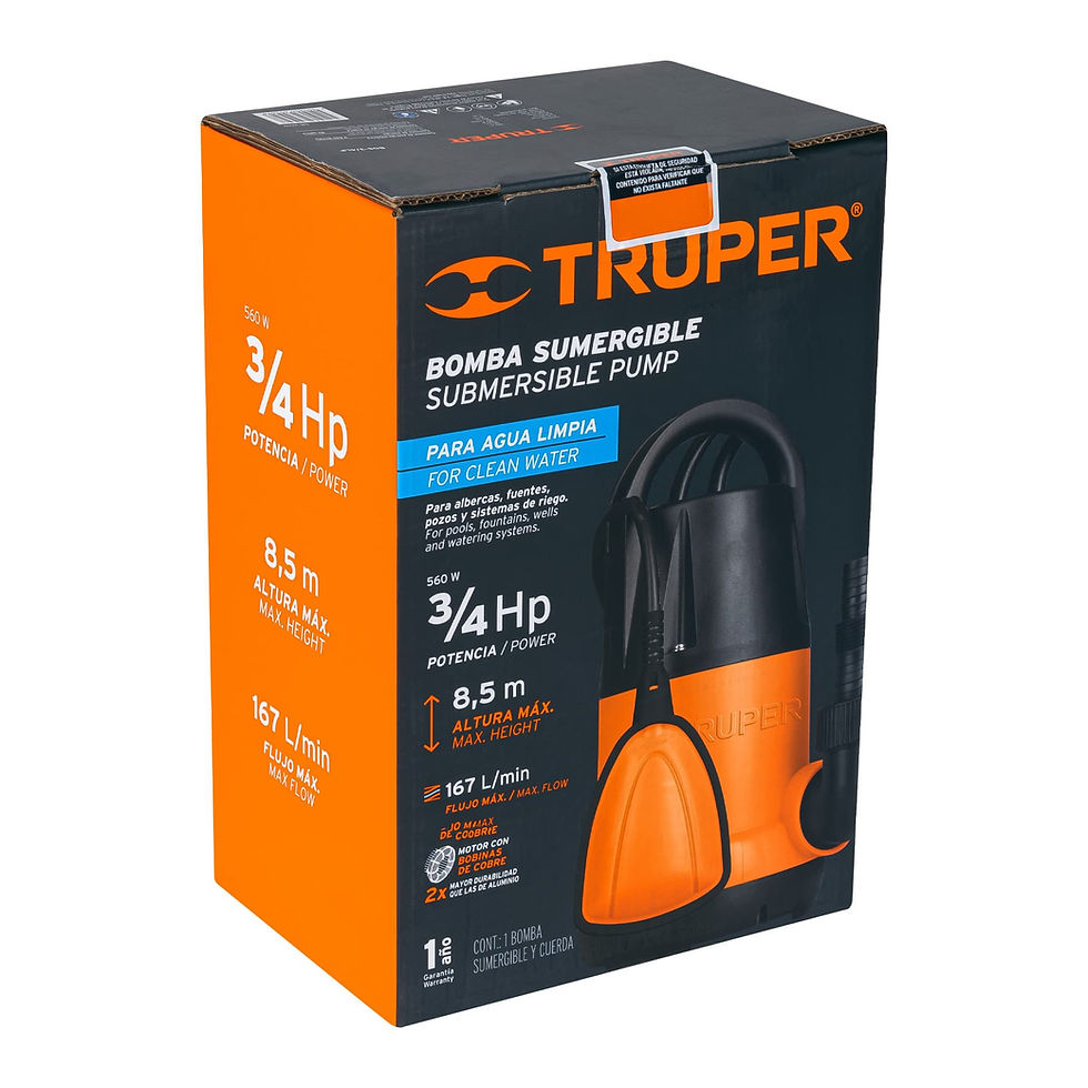 Miniatura: Bomba sumergible de agua limpia, 3/4HP, TRUPER  BOS-3/4LP