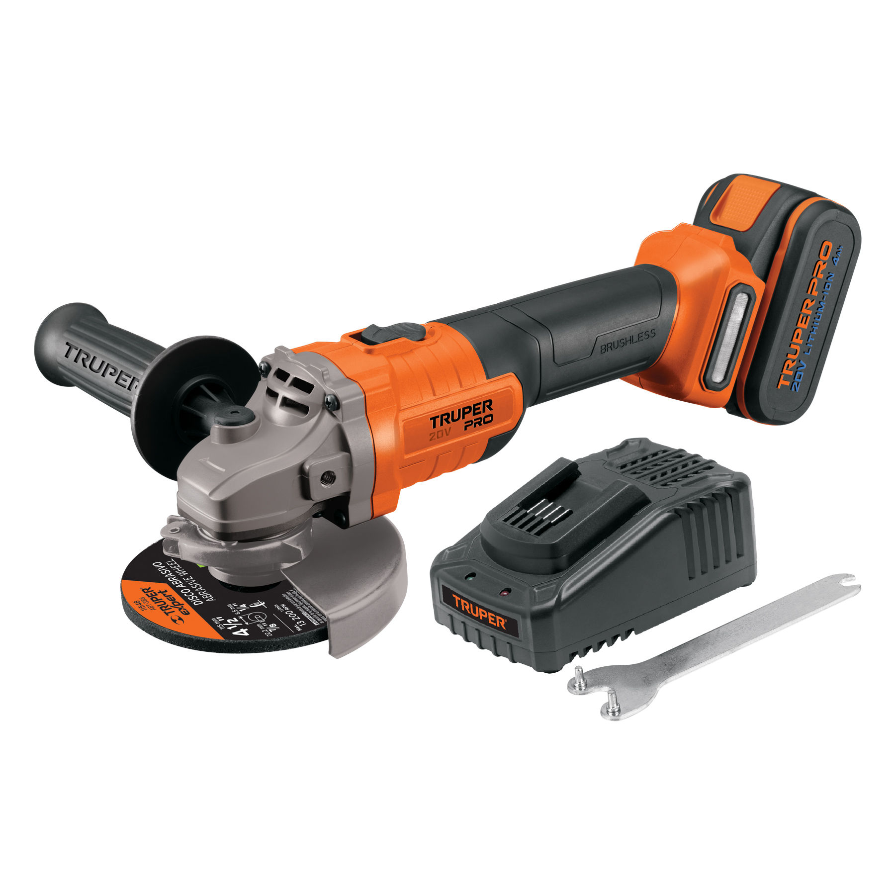 Pulidora inalámbrica de 4-1/2", 20V, 1 batería 4Ah, TRUPER PRO ESMI-20A