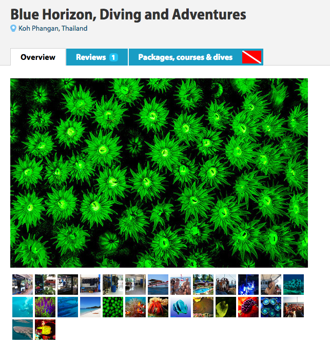 Listed in "Book your dive"