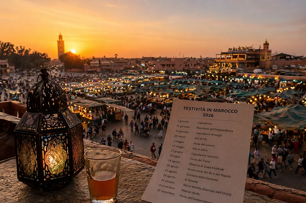 fuso orario marocco medina al tramonto con vita quotidiana durante il Ramadan