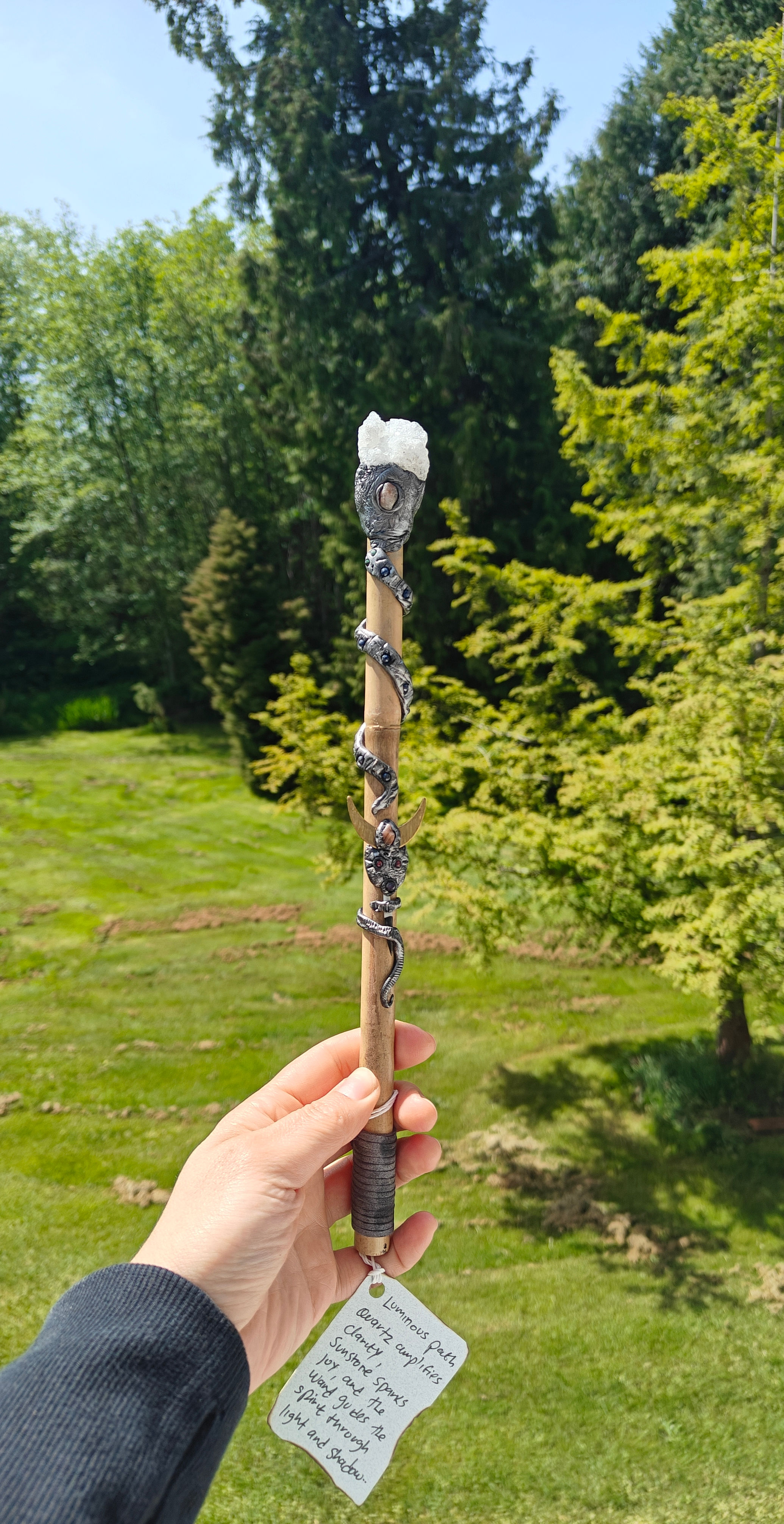 Energy Wand, Handmade, Natural Genstones, Quartz, Sunstone, Channeled Art