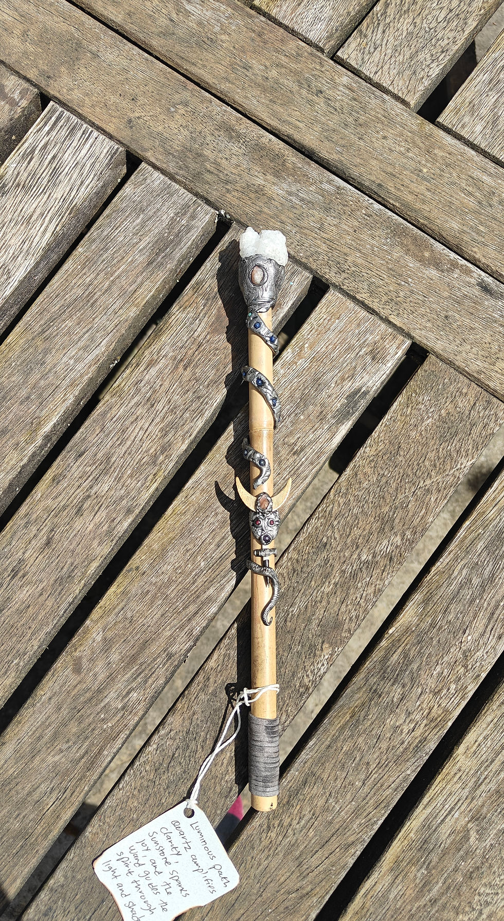 Thumbnail: Energy Wand, Handmade, Natural Genstones, Quartz, Sunstone, Channeled Art