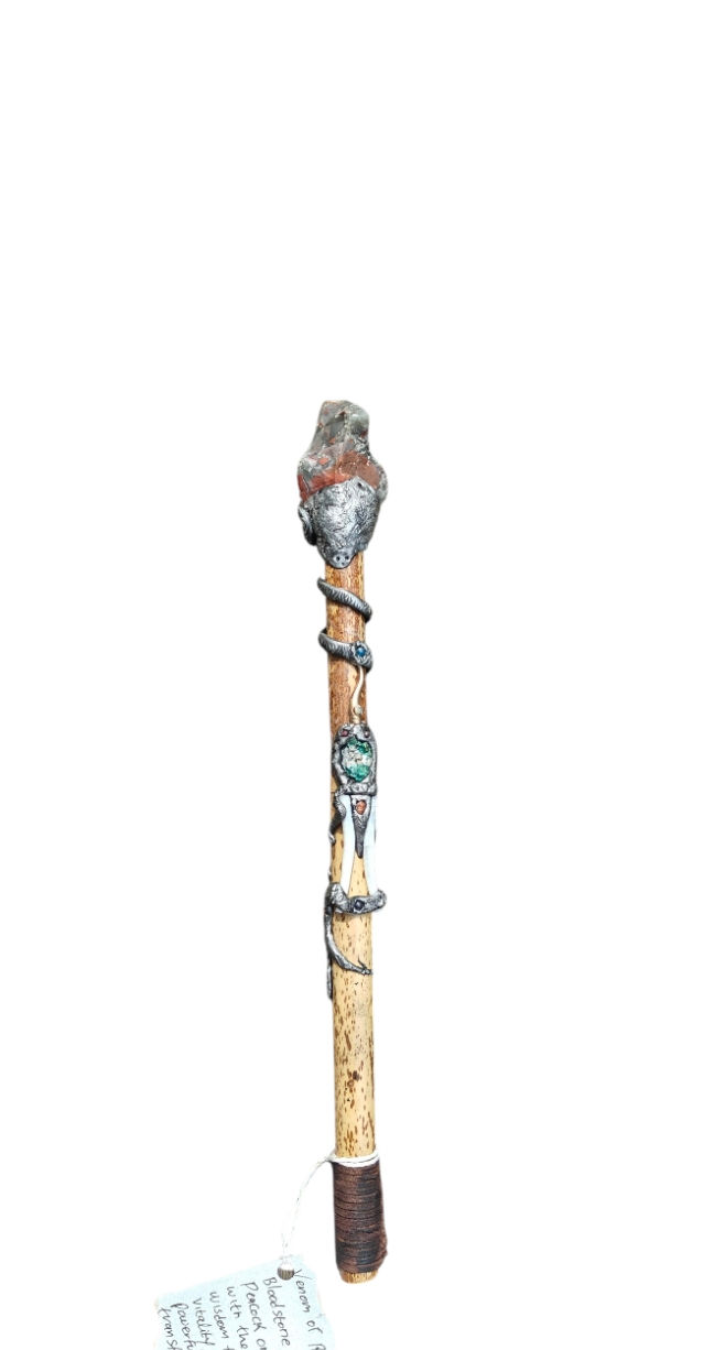 Thumbnail: Energy Wand, Handmade, Natural Genstones, Bloodstone, Healing, Channeled Art, 