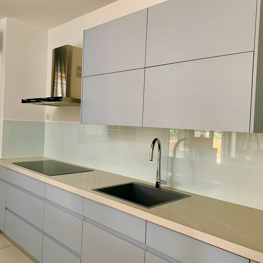 Beautiful opaque glass splash back.