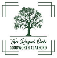 The Royal Oak logo, Green oak tree in a no walled four corner box