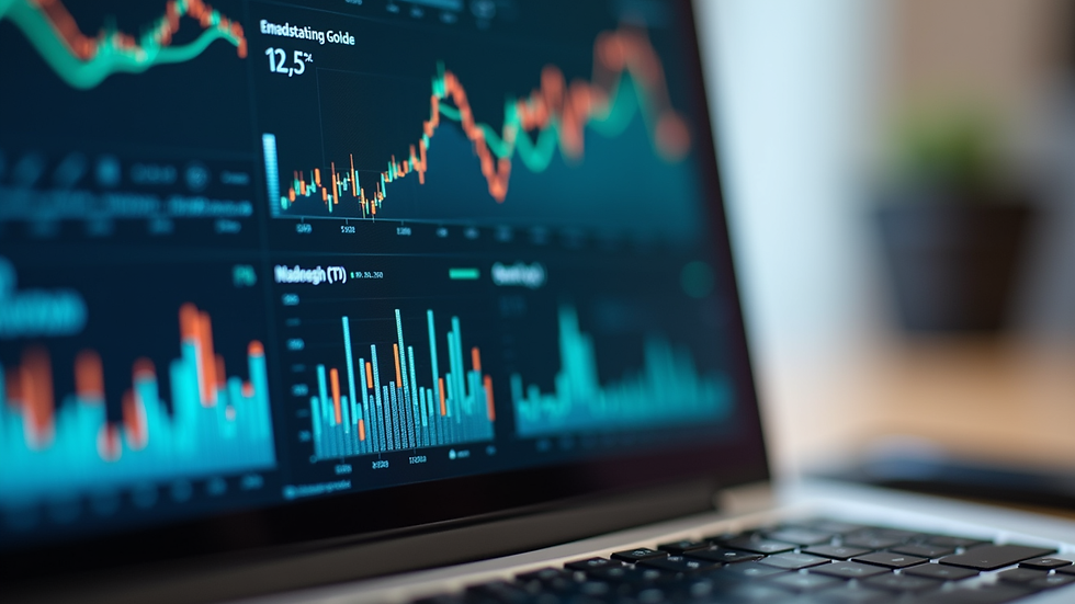 Close-up view of a laptop screen showing marketing data analysis