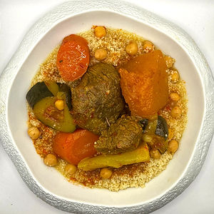 Couscous bouillon aux legumes et à la viande