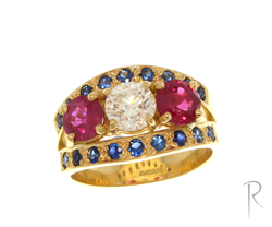Ruby, Sapphire & Diamond Ring