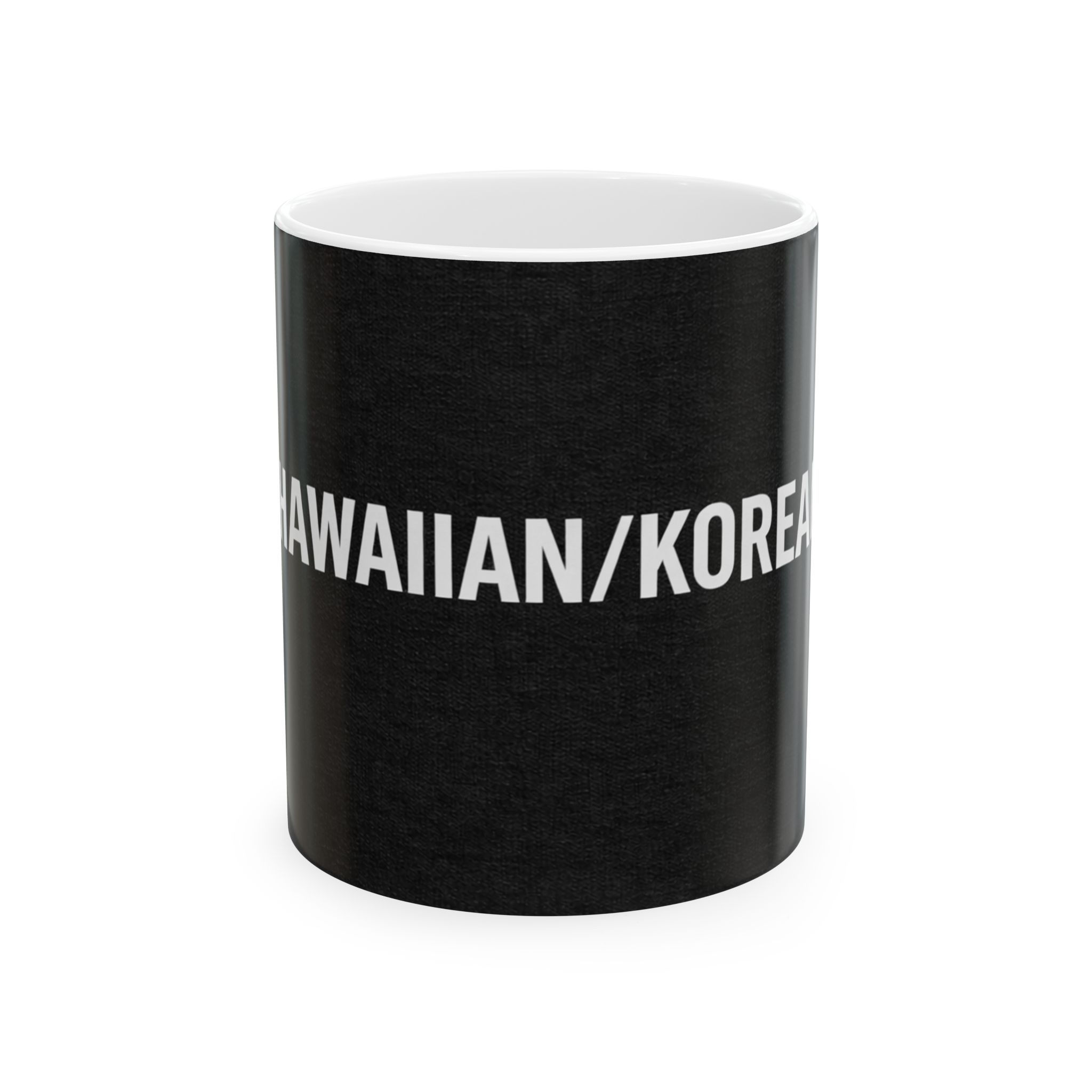 Hawaiian/Korean Black Ceramic Mug — 11 oz.