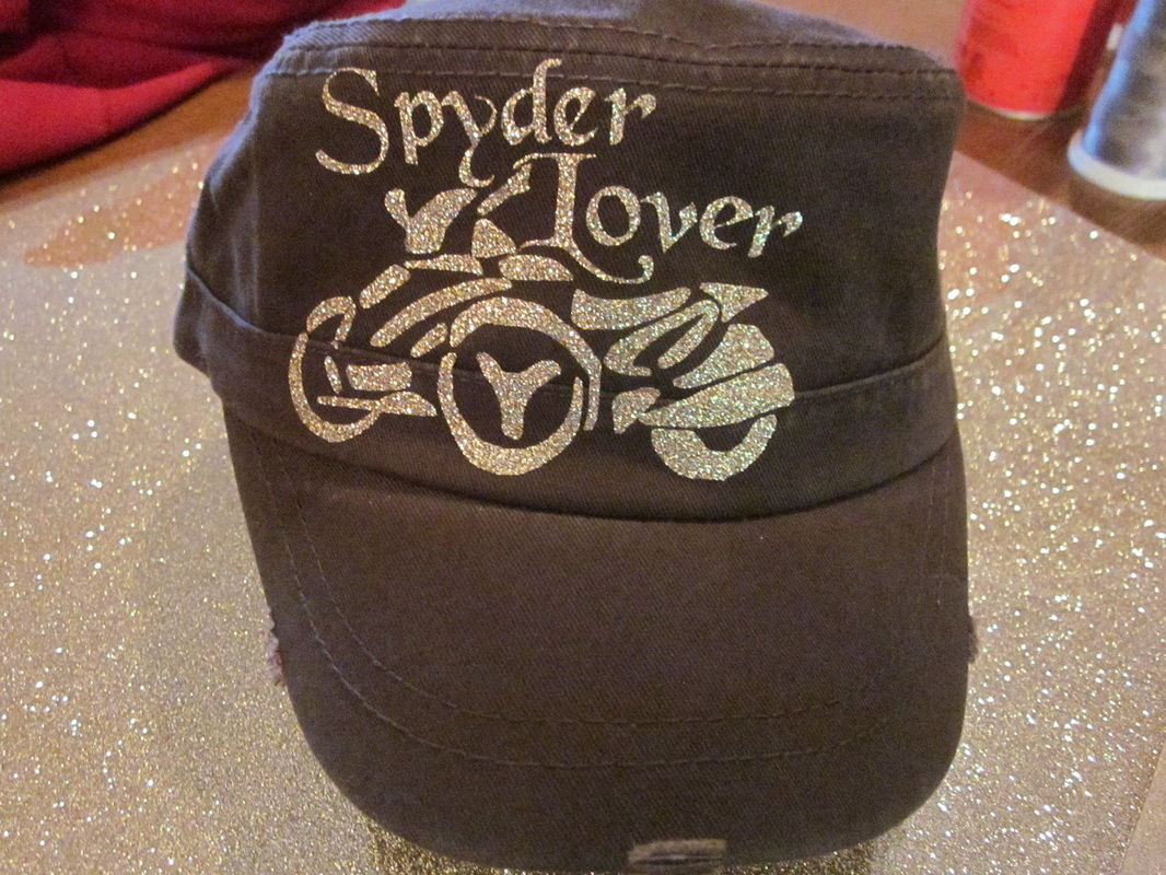 #2 spyder lover military style hat glitter sparkle
