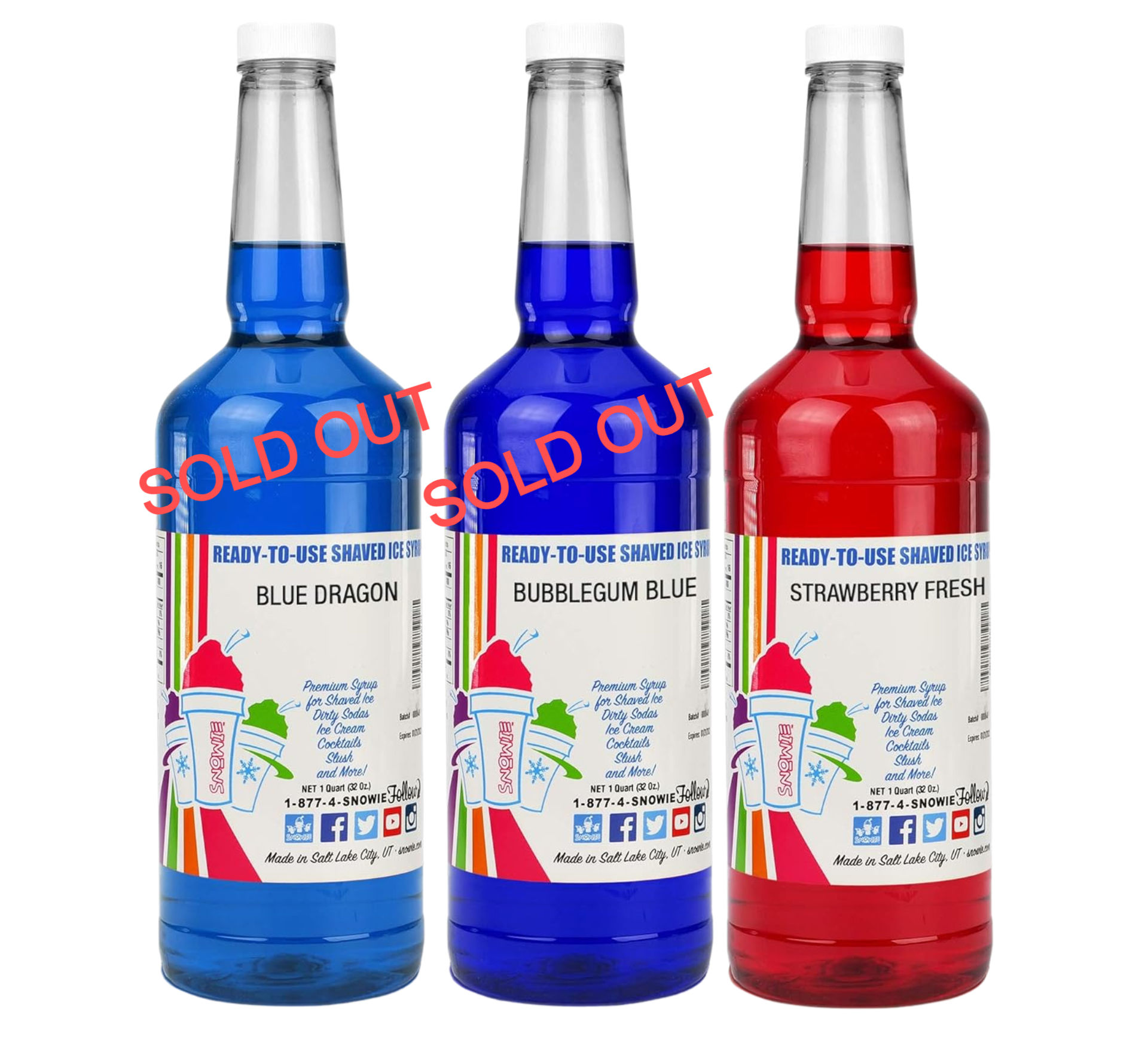 Snowie Shaved Ice Syrup - 32 oz Individual Bottles