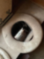 The view from here--early 20th-century toilet seat on a 19th century double-seater.