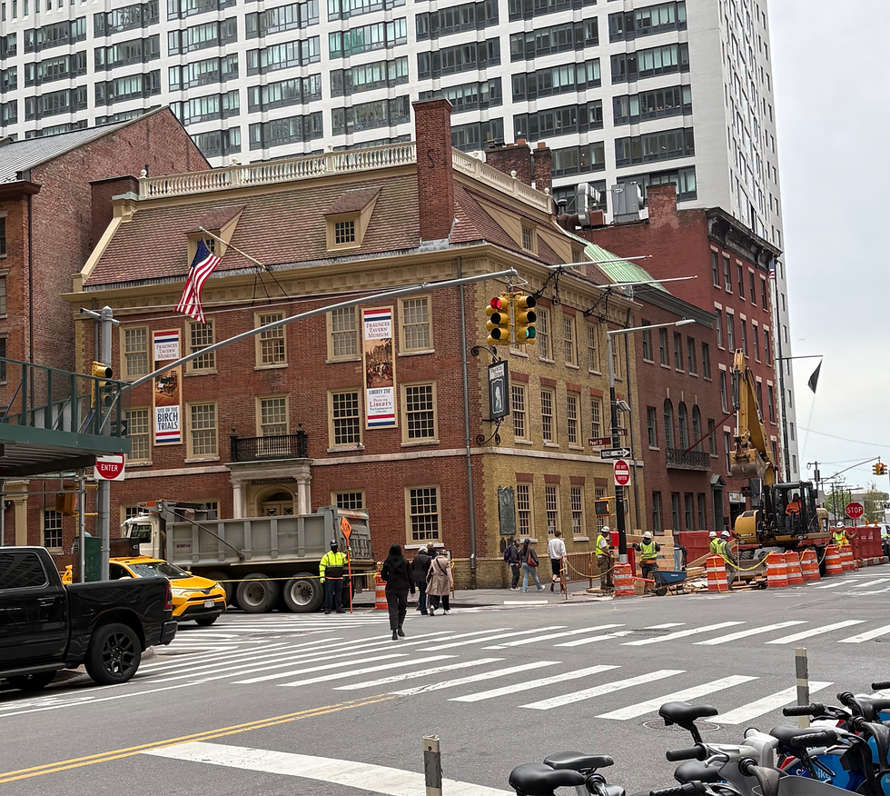 Pearl Street's Fraunces Tavern today (in lower Manhattan) site of a big banquet in June 1776 that Washington attended.