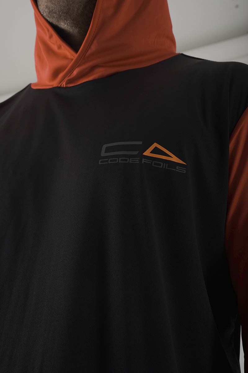 CODE FOILS Hooded Long Sleeve Sun Tee
