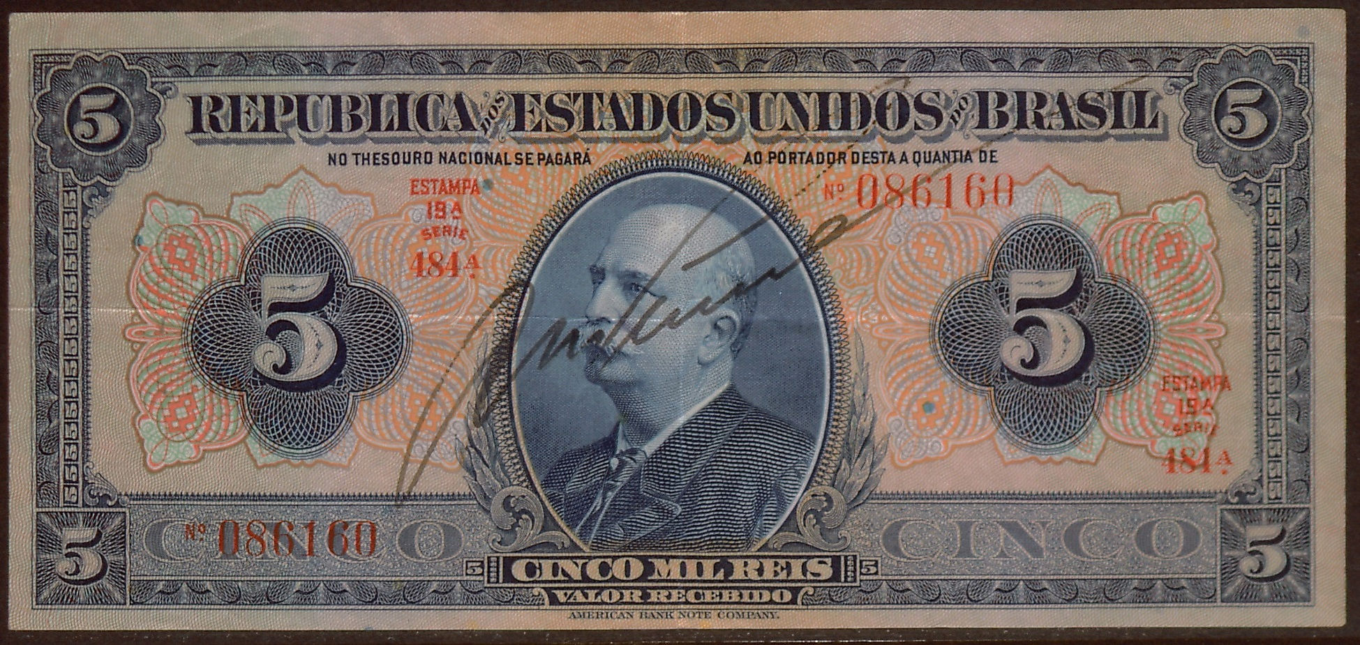 BRAZIL 1925 20 Mil Reis Choice VF+