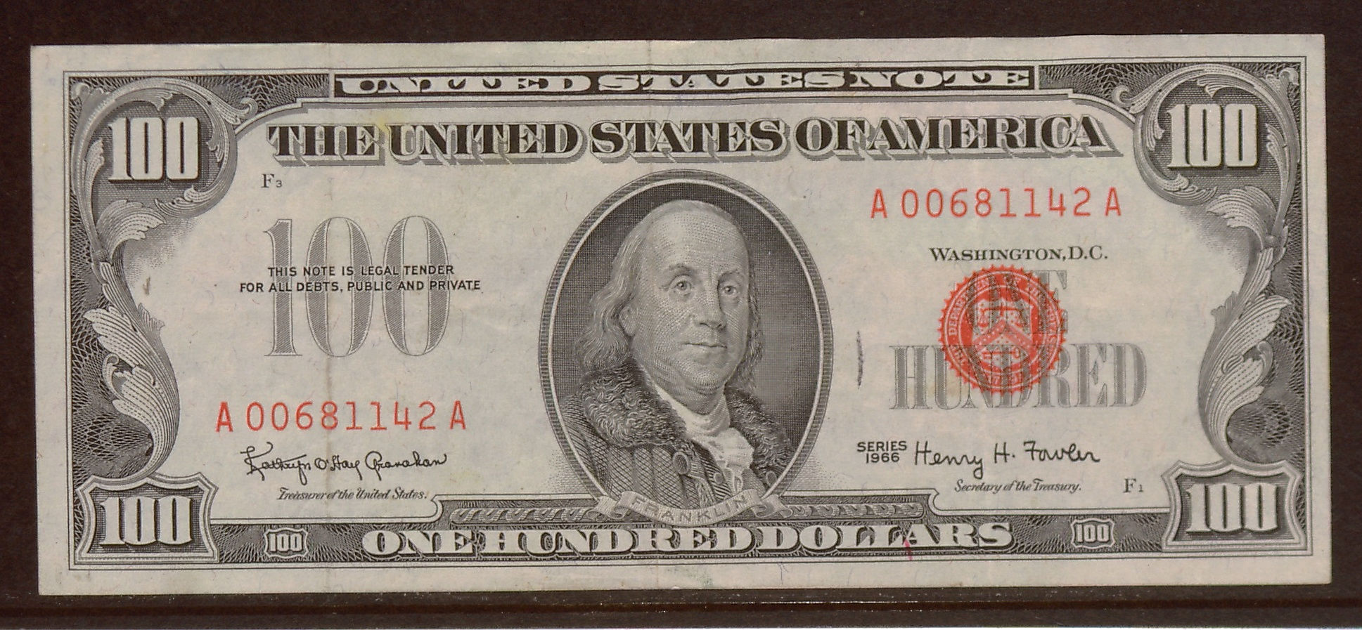 FR. 1550 1966 $100 United Sates Note Very Fine