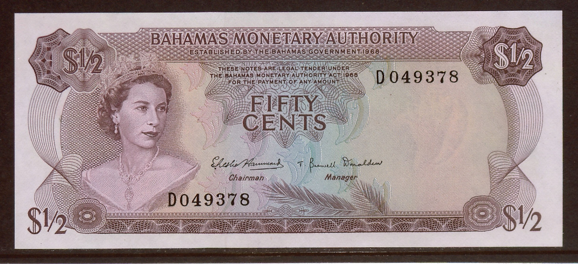 BAHAMAS 1980 ½ Dollar UNC
