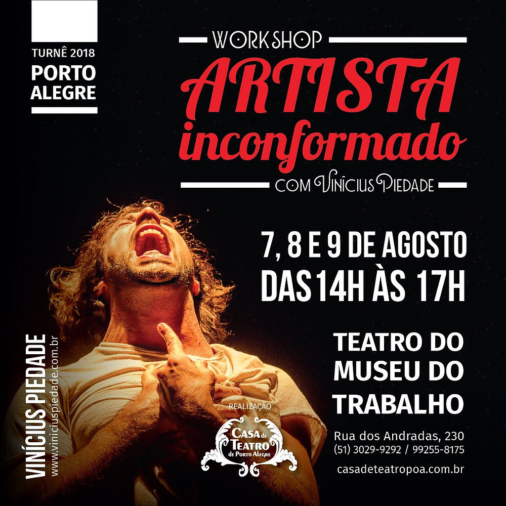 Workshop com Vinicius Piedade na Casa de Teatro de Porto Alegre