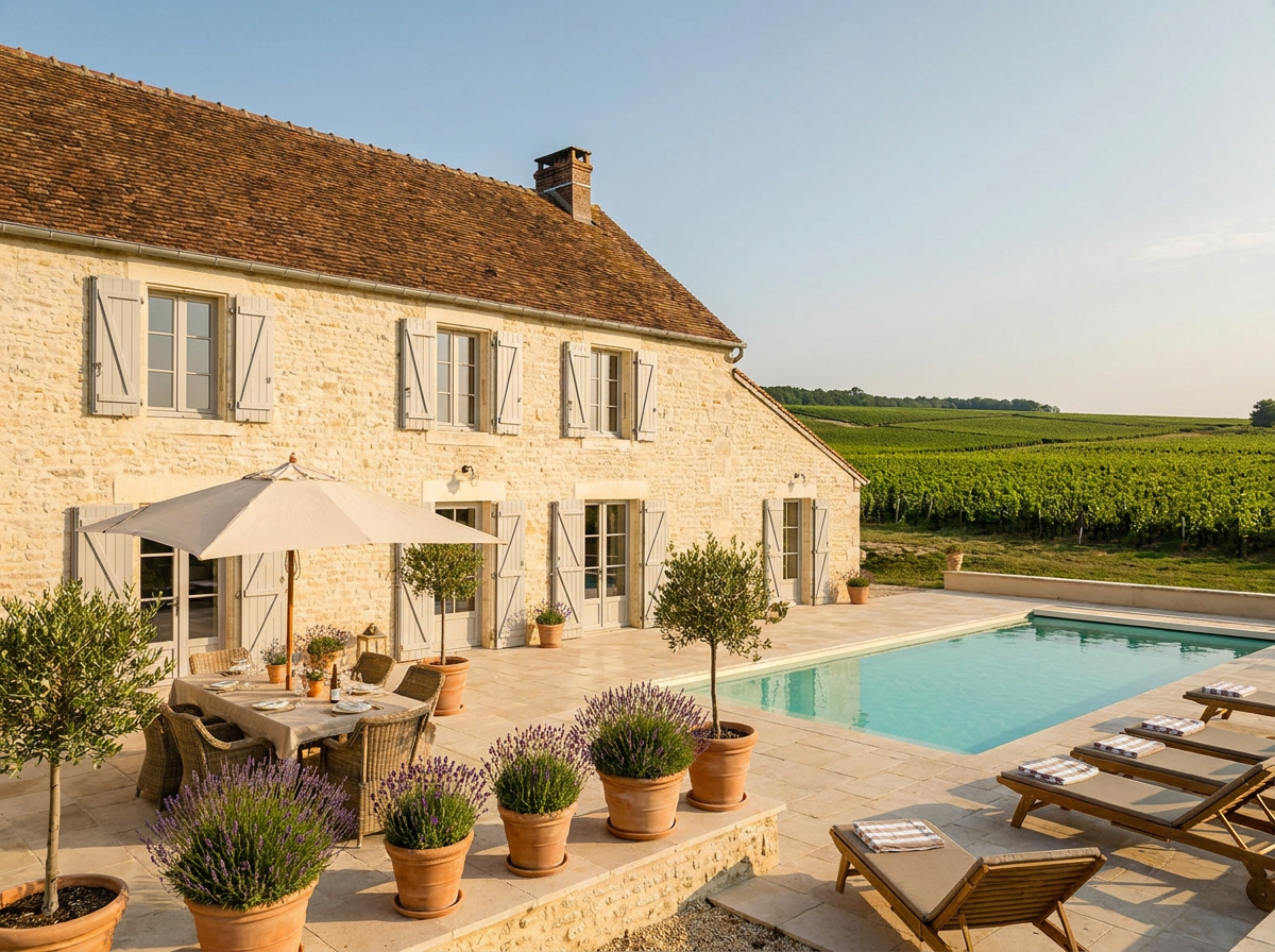 Gîte en pierre au milieu des vignes de Champagne
