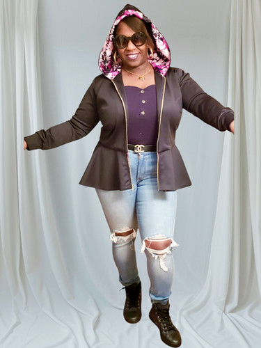 Floral Black Peplum Hoodie | Nyebellas