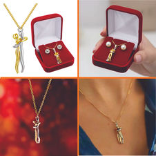 colar, pigente, abraço, presente