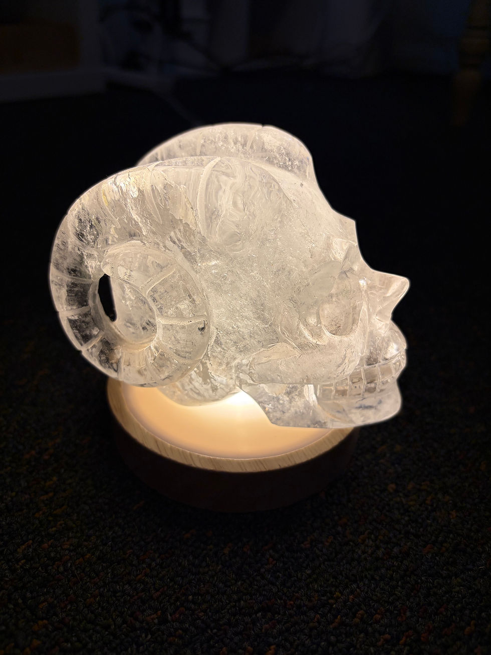 Thumbnail: Large Clear Quartz Crystal Skull + Display Light