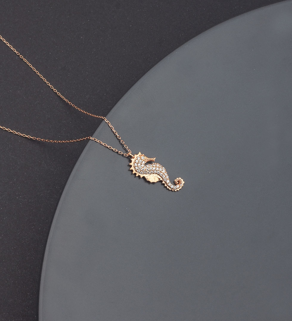 925 Ayar Gümüş Deniz Atı Kolye