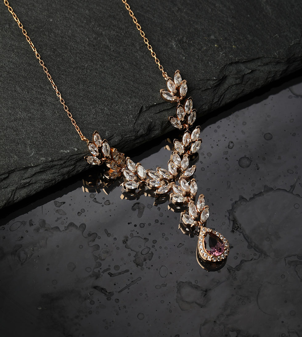 925 Ayar Gümüş Damla Ametist Sarmaşık Kolye