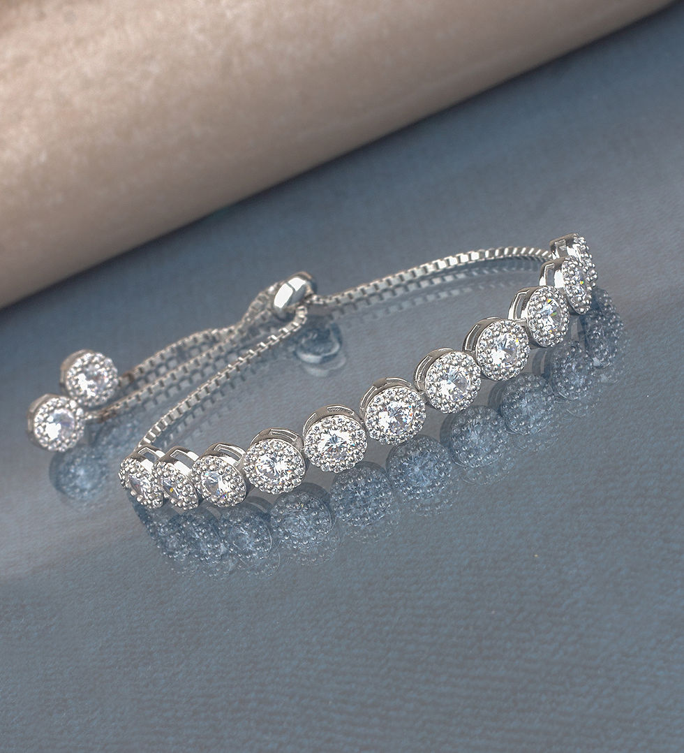 925 Ayar Gümüş Pırlanta Modeli Asansörlü Bileklik